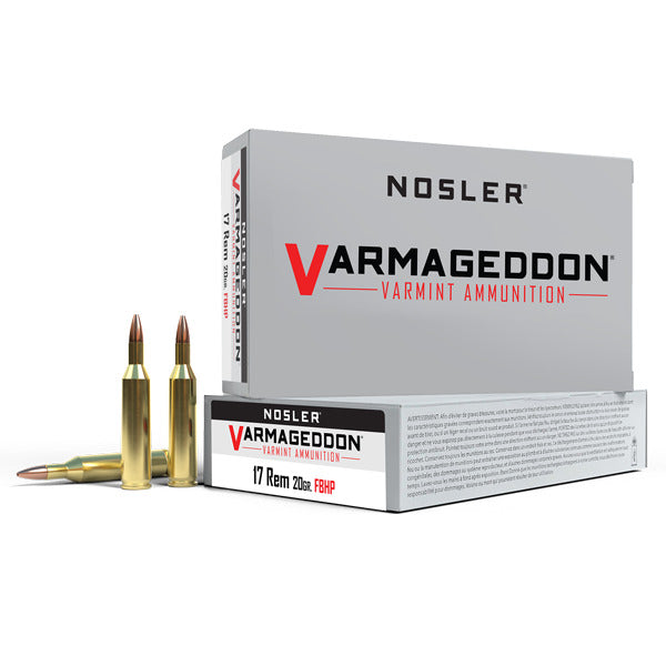 Nosler Varmageddon 17 Remington Fireball Ammunition 20 Grain Hollow Point Box of 20