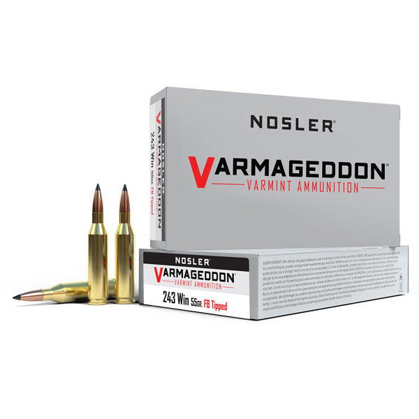 Nosler Varmageddon 243 Winchester Ammunition 55 Grain Polymer Tip Box of 20