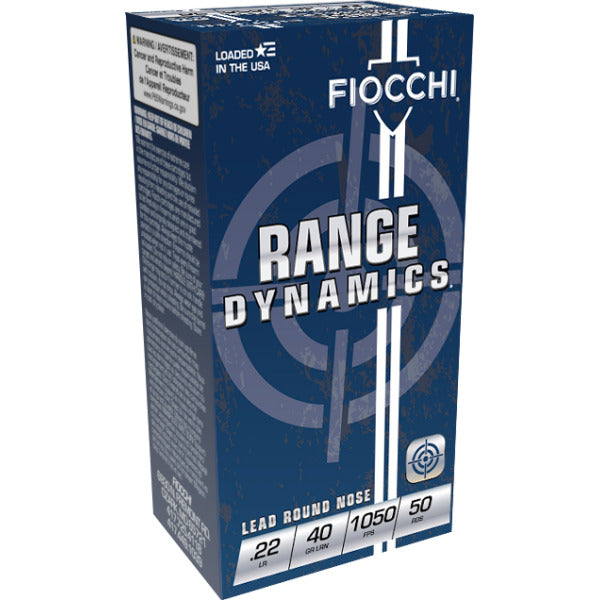 Fiocchi Range Dynamics 22 Long Rifle Ammunition 40 Grain Lead Round Nose Box of 50