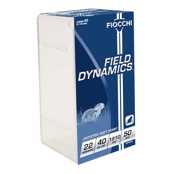 Fiocchi Field Dynamics 22 WMR (Winchester Magnum Rimfire) Ammunition 40 Grain Jacketed Soft Point Box of 50