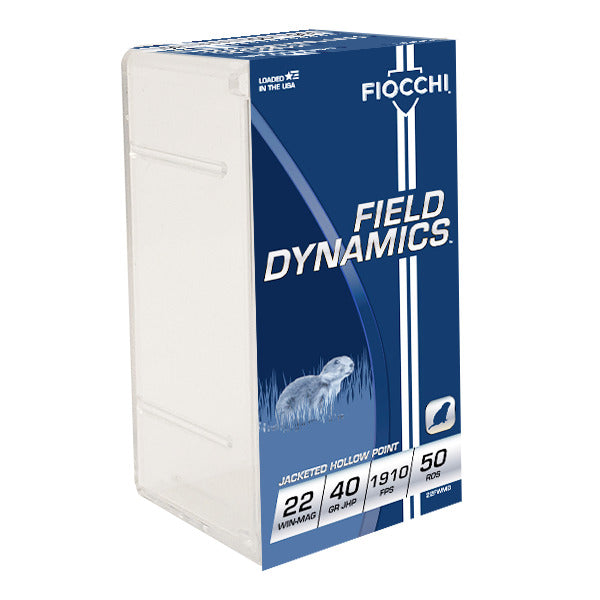 Fiocchi Field Dynamics 22 WMR (Winchester Magnum Rimfire) Ammunition 40 Grain Jacketed Hollow Point Box of 50
