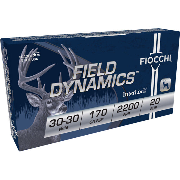 Fiocchi Field Dynamics 30-30 Winchester Ammunition 170 Grain Hornady InterLock Flat Soft Point Box of 20