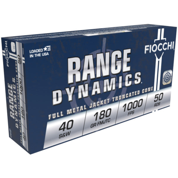 Fiocchi Range Dynamics 40 S&W Ammunition 180 Grain Full Metal Jacket Box of 50