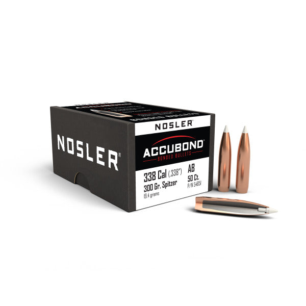 Nosler AccuBond 338 Caliber (.338 Diameter) Bullets 300 grain Bonded Polymer Tip Box of 50