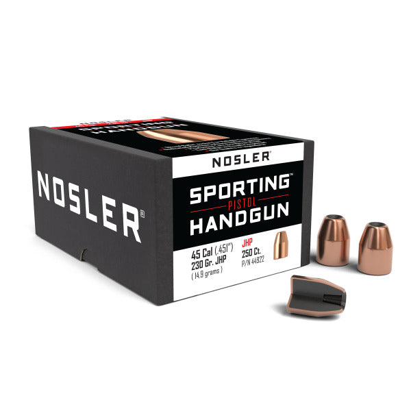Nosler Custom Competition 45 Caliber (.451 Diameter) Bullets 230 grain Jacketed Hollow Point Box of 250