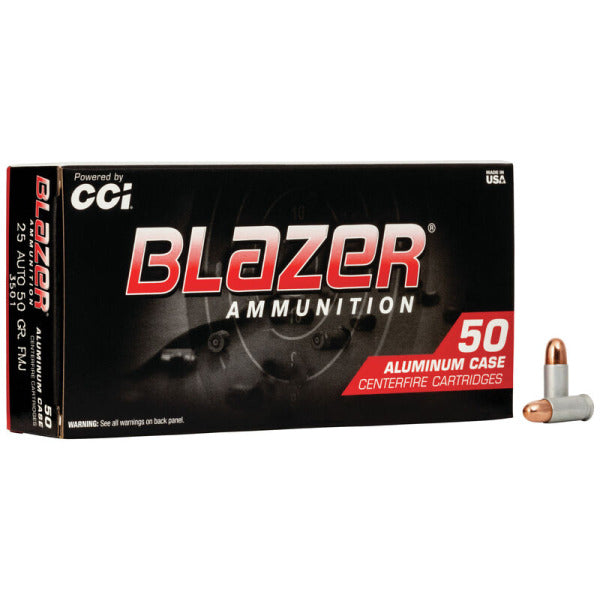 CCI Blazer Aluminum 25 ACP Ammunition 50 Grain Full Metal Jacket Box of 50