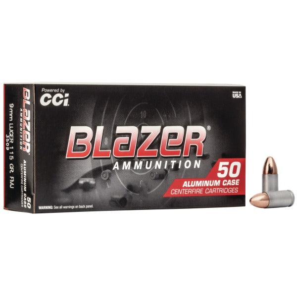 CCI Blazer Aluminum 9mm Luger Ammunition 115 Grain Full Metal Jacket Box of 50