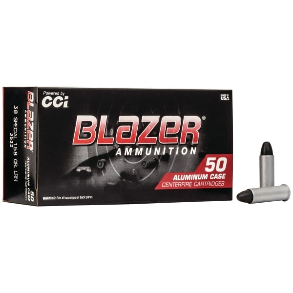 CCI Blazer Aluminum 38 Special Ammunition 158 Grain Lead Round Nose Box of 50