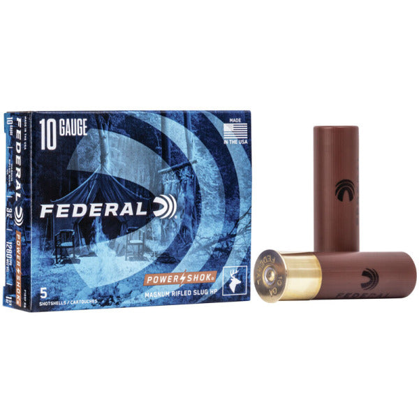 Federal Premium Power-Shok 10 Gauge Ammunition 3-1/2" 1-3/4 oz 1280 fps Rifled Slug Box of 5