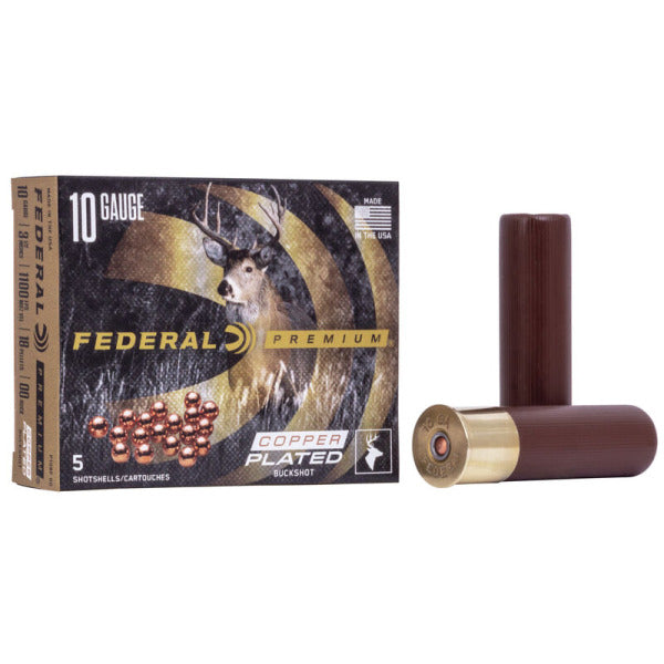 Federal Premium Copper Plated 10 Gauge Ammunition 3-1/2" #00 2-1/4 oz 1100 fps Buckshot Box of 5