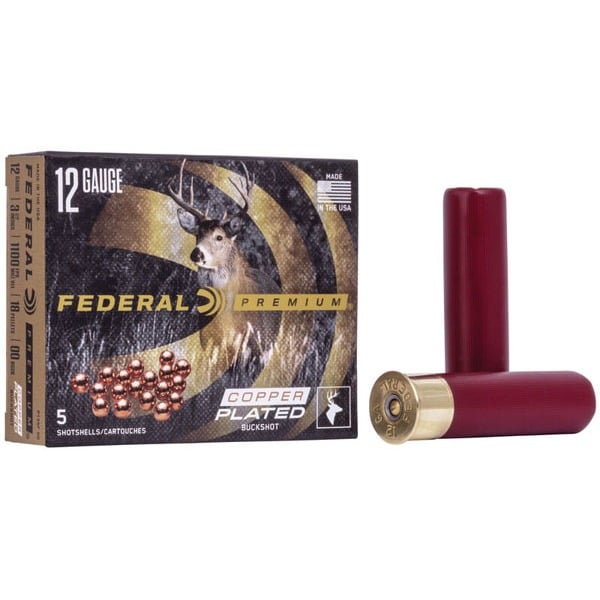Federal Premium Copper Plated 12 Gauge Ammunition 3-1/2" #00 2-1/4 oz 1100 fps Buckshot Box of 5