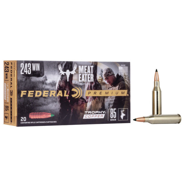 Federal Premium Trophy Copper 243 Winchester Ammunition 85 Grain Polymer Tip Box of 20