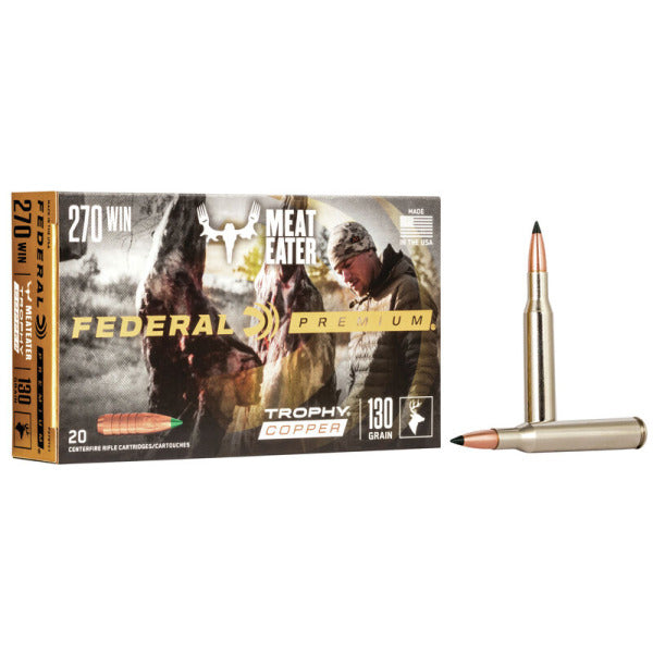 Federal Premium Trophy Copper 270 Winchester Ammunition 130 Grain Polymer Tip Box of 20
