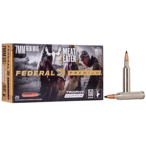 Federal Premium Trophy Copper 7mm Remington Magnum Ammunition 150 Grain Polymer Tip Box of 20