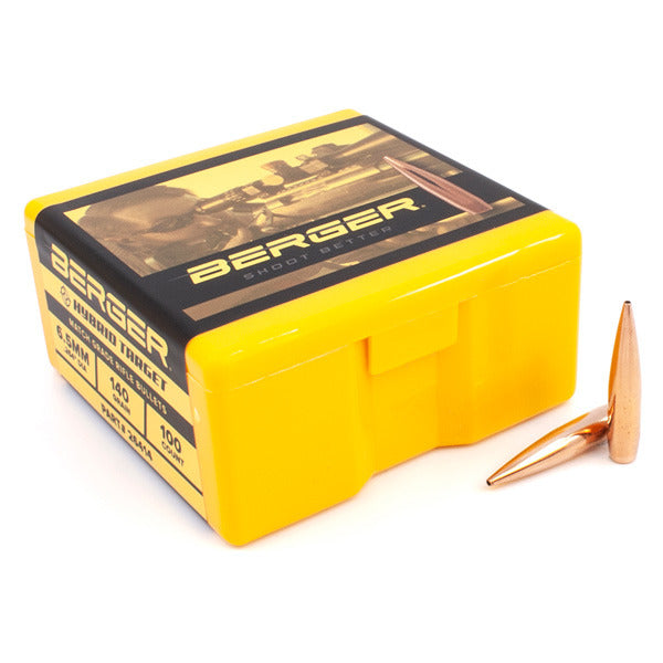 Berger Hybrid Target 264 Caliber, 6.5mm (.264 Diameter) Bullets 140 grain Boat Tail Hollow Point Box of 100