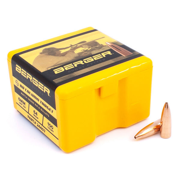Berger Target 243 Caliber, 6mm (.243 Diameter) Bullets 65 grain Jacketed Hollow Point Box of 100