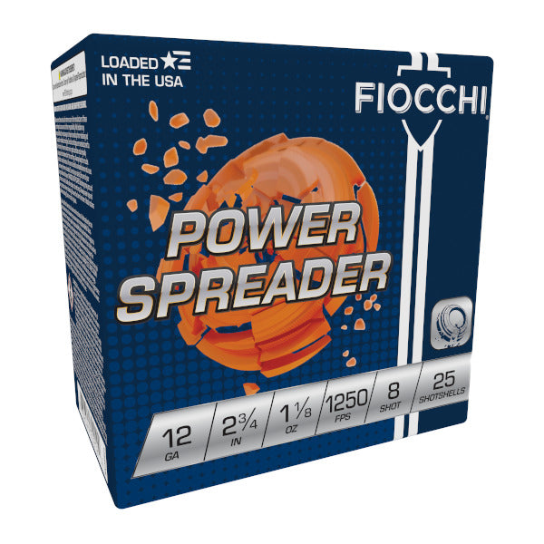 Fiocchi Power Spreader 12 Gauge Ammunition 2-3/4" #8 1-1/8 oz 1250 fps Case of 250