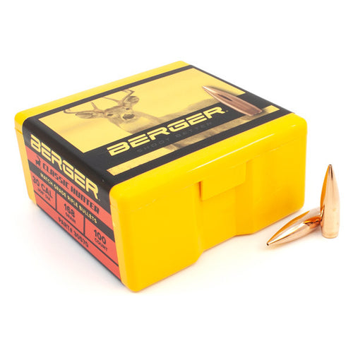 Berger Classic Hunter 30 Caliber (.308 Diameter) Bullets 168 grain Boat Tail Hollow Point Box of 100