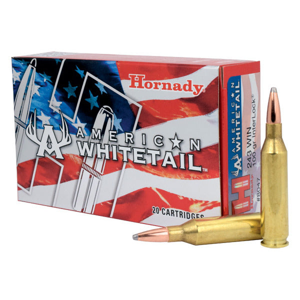 Hornady American Whitetail 243 Winchester Ammunition 100 Grain InterLock Boat Tail Spire Point Box of 20