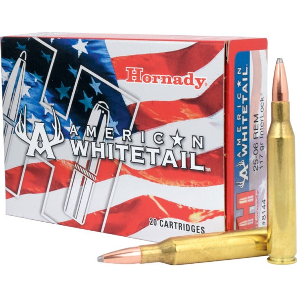 Hornady American Whitetail 25-06 Remington Ammunition 117 Grain InterLock Boat Tail Spire Point Box of 20