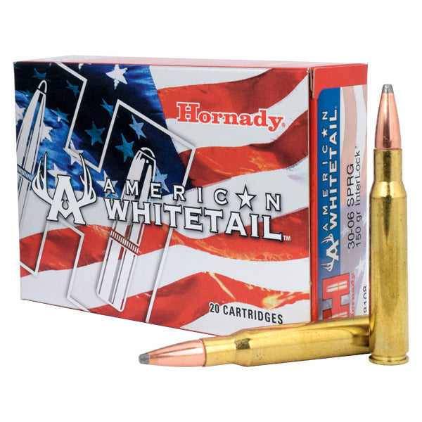 Hornady American Whitetail 30-06 Springfield Ammunition 150 Grain InterLock Soft Point Box of 20