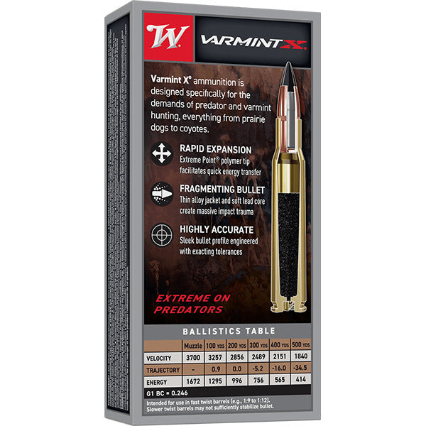 WINCHESTER AMMO 22-250 VARMINT-X 55gr POLY-TIP 20/bx 10/cs
