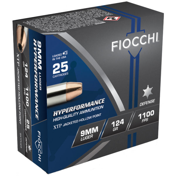 FIOCCHI AMMO 9MM LUGER 124gr HORNADY XTP-HP 25/bx 20/cs