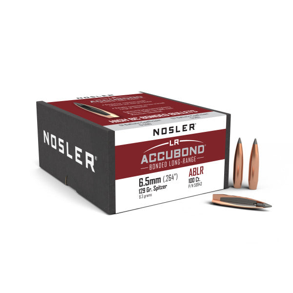 Nosler AccuBond Long Range 264 Caliber, 6.5mm (.264 Diameter) Bullets 129 grain Bonded Polymer Tip Box of 100