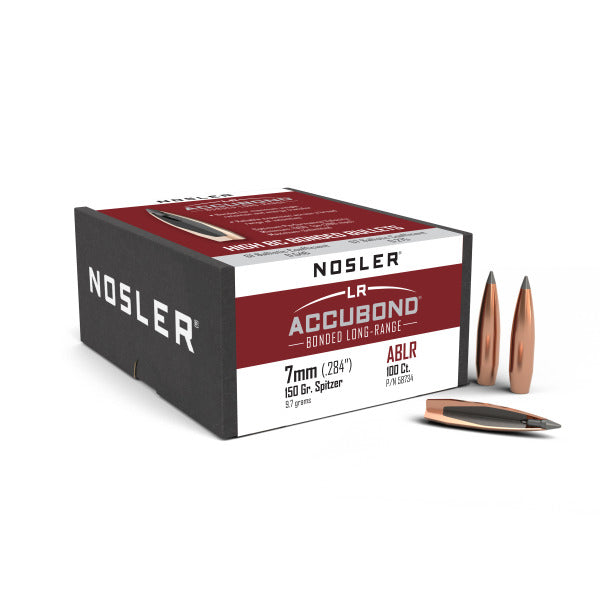 Nosler AccuBond Long Range 28 Caliber, 7mm (.284 Diameter) Bullets 150 grain Bonded Polymer Tip Box of 100