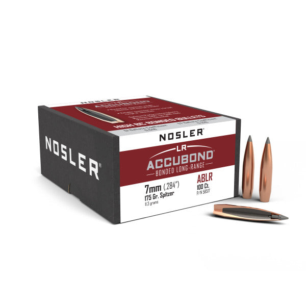Nosler AccuBond Long Range 28 Caliber, 7mm (.284 Diameter) Bullets 175 grain Bonded Polymer Tip Box of 100