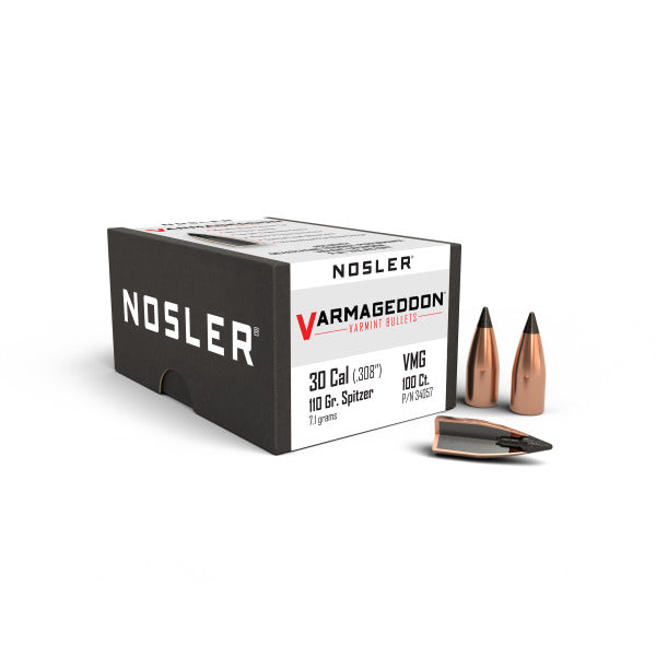 Nosler Varmageddon 30 Caliber (.308 Diameter) Bullets 110 grain Polymer Tip Box of 100