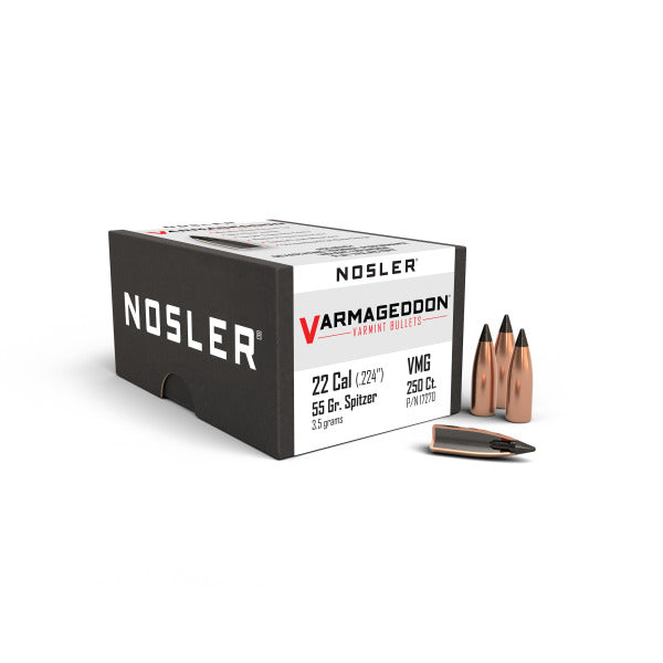 Nosler Varmageddon 22 Caliber (.224 Diameter) Bullets 55 grain Polymer Tip Box of 250