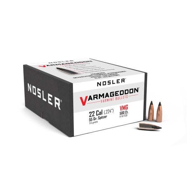 Nosler Varmageddon 22 Caliber (.224 Diameter) Bullets 55 grain Polymer Tip Box of 500