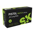 SK Pistol Match Special 22 Long Rifle Ammunition 40 Grain Lead Round Nose Box of 50