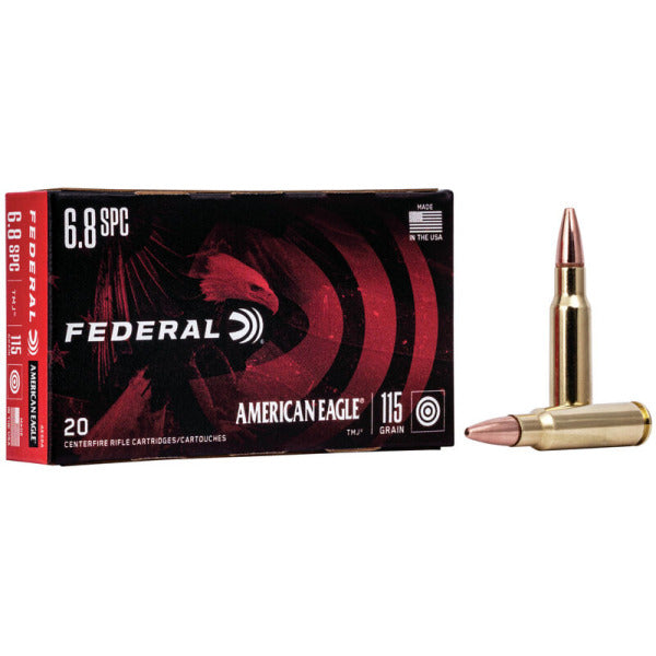Federal Premium American Eagle 6.8mm Remington SPC Ammunition 115 Grain Full Metal Jacket Box of 20