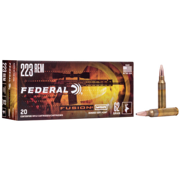 Federal Premium Fusion MSR 223 Remington Ammunition 62 Grain Bonded Jacketed Soft Point Box of 20