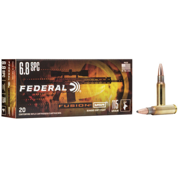 Federal Premium Fusion 6.8mm Remington SPC Ammunition 115 Grain Polymer Tip Box of 20