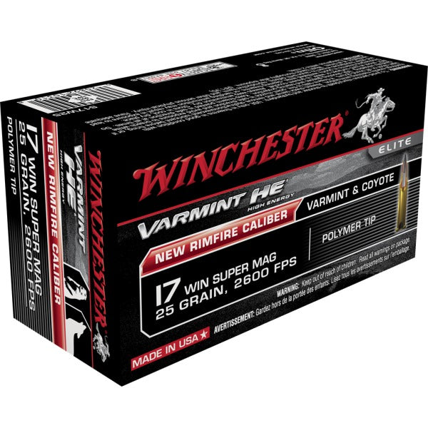 Winchester Varmint 17 Winchester Super Magnum (WSM) Ammunition 25 Grain Polymer Tip Box of 50