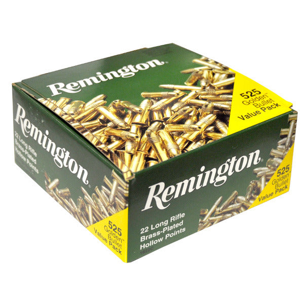 Remington Golden Bullet 22 Long Rifle Ammunition 36 Grain Plated Hollow Point Box of 525