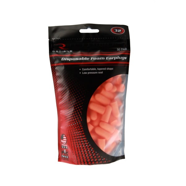 RADIANS FOAM DISPOSABLE EAR PLUGS NRR32db 50/PAIR