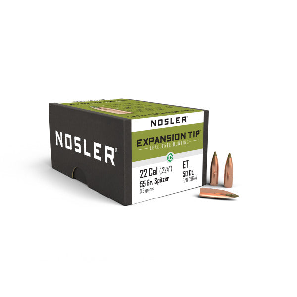 Nosler E-Tip 22 Caliber (.224 Diameter) Bullets 55 grain Polymer Tip Box of 50