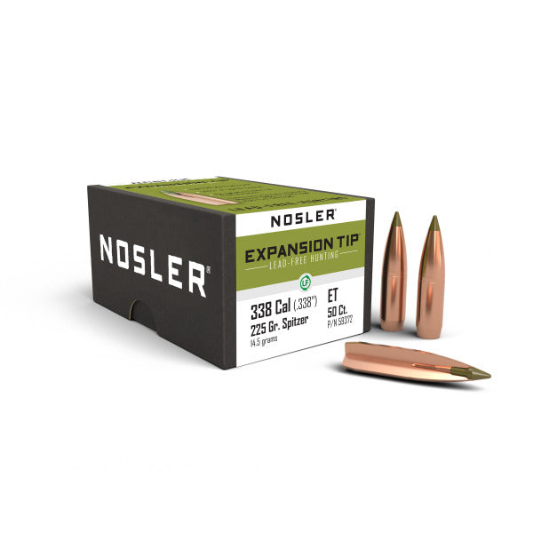 Nosler E-Tip 338 Caliber (.338 Diameter) Bullets 225 grain Polymer Tip Box of 50