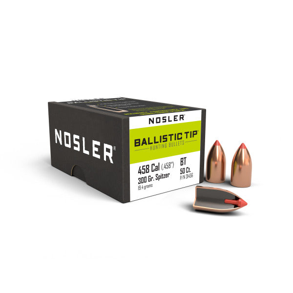 Nosler Ballistic Tip 45 Caliber (.458 Diameter) Bullets 300 grain Polymer Tip Box of 50