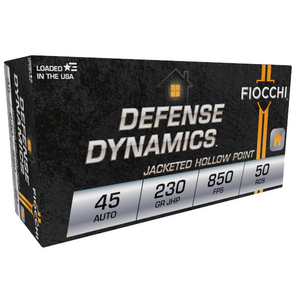 Fiocchi Defense Dynamics 45 ACP Ammunition 230 Grain Jacketed Hollow Point Box of 50