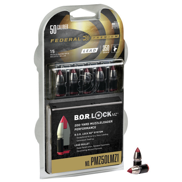 Federal Premium B.O.R Lock 50 Caliber .501 Diameter Muzzle Loader Bullets 350 grain Polymer Tip Box of 10