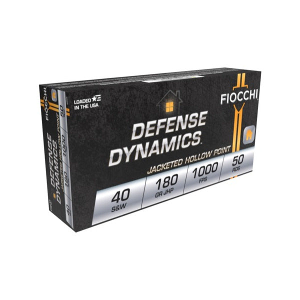 Fiocchi Defense Dynamics 40 S&W Ammunition 180 Grain Jacketed Hollow Point Box of 50