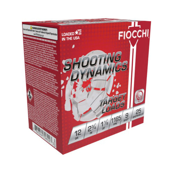 Fiocchi Shooting Dynamics 12 Gauge Ammunition 2-3/4" #9 1-1/8 oz 1165 fps Case of 250