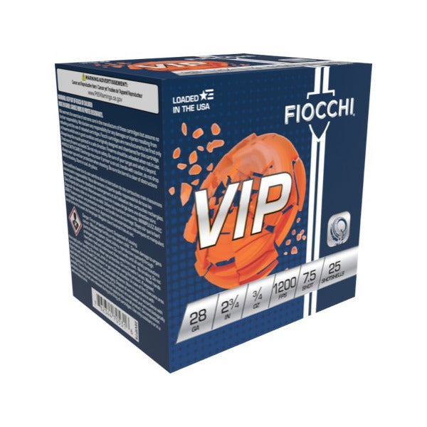 Fiocchi VIP 28 Gauge Ammunition 2-3/4" #7.5 3/4 oz 1200 fps Box of 25