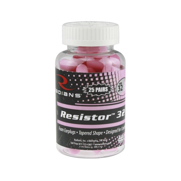 RADIANS RESISTOR FOAM EAR PLUGS PINK NRR32db 25/JAR