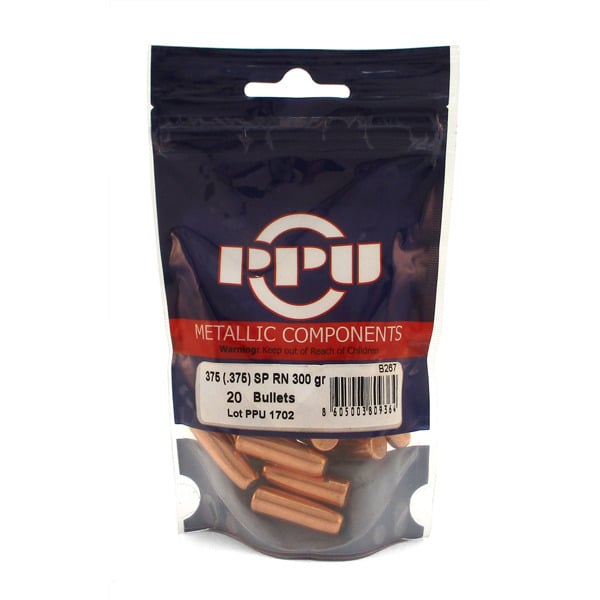 Prvi Partizan 375 Caliber (.375 Diameter) Bullets 300 grain Round Nose Soft Point Bag of 20